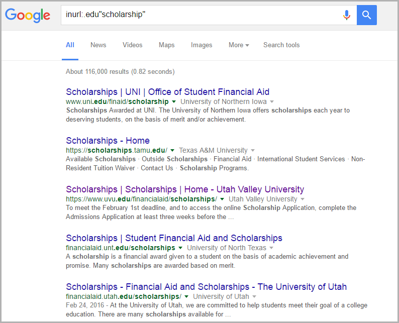 Google String to Find Scholarships